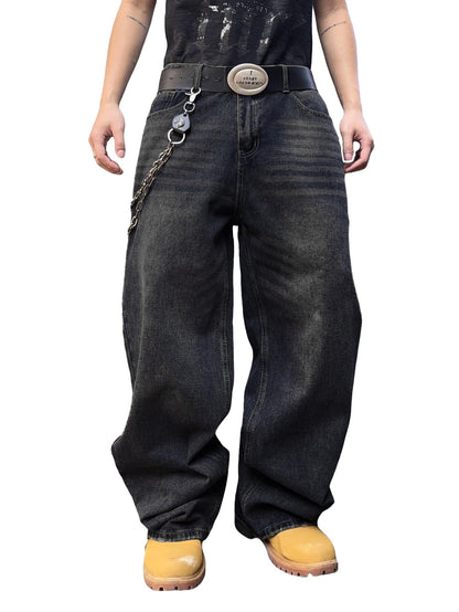 Mens Streetwear Hip Hop Baggy Wide Leg jeans