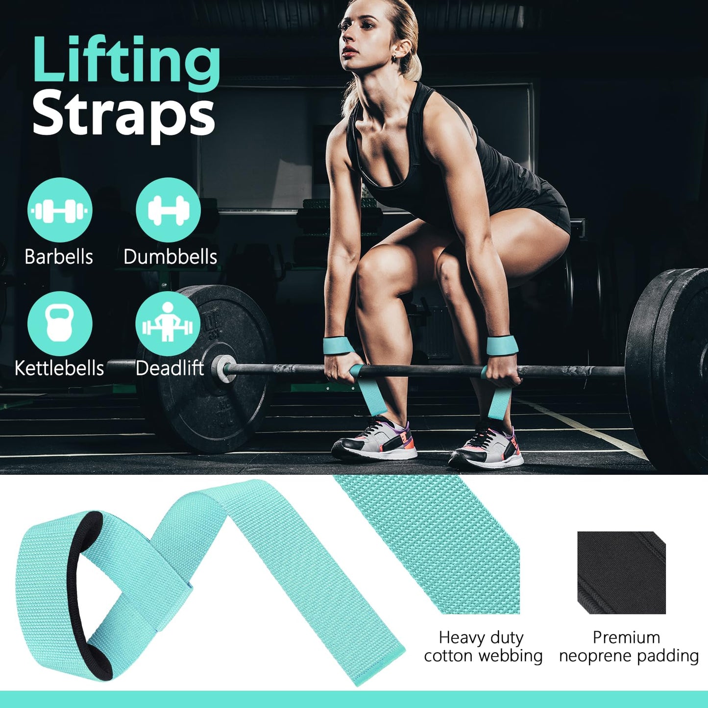 WALITO 7Pcs Barbell Pad Set for Hip Thrust - Squat Pad,Gym Accessories for Women with Bar Bad,Bench Press, with Gym Ankle Straps,Resistance Bands for Working Out,Lifting Strap,Carry Bag