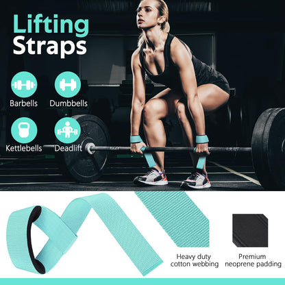 WALITO 7Pcs Barbell Pad Set for Hip Thrust - Squat Pad,Gym Accessories for Women with Bar Bad,Bench Press, with Gym Ankle Straps,Resistance Bands for Working Out,Lifting Strap,Carry Bag