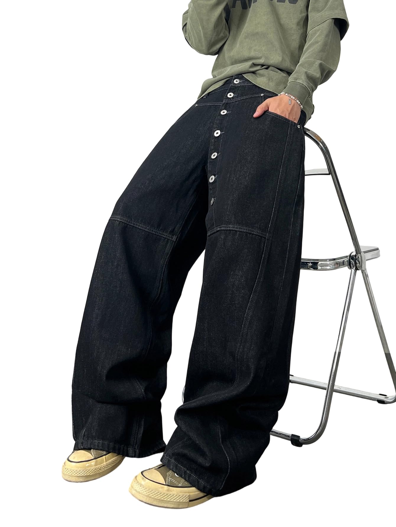 Mens Streetwear Hip Hop Baggy Wide Leg jeans