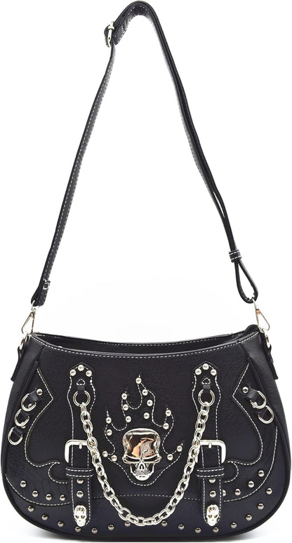 Punk Gothic Rock Metallic Skull Chain Purse
