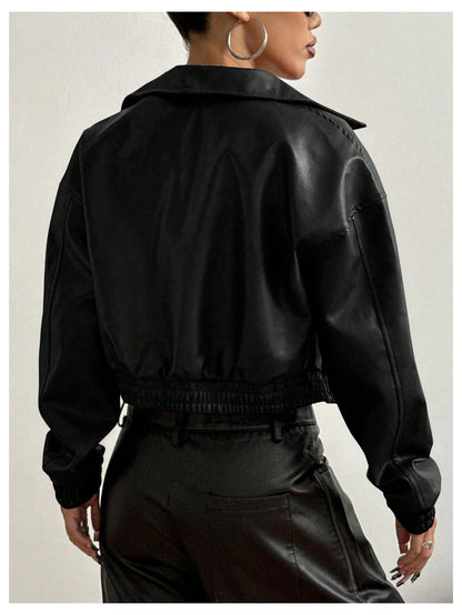 Women's Zip Up Motorcycle leather jacket