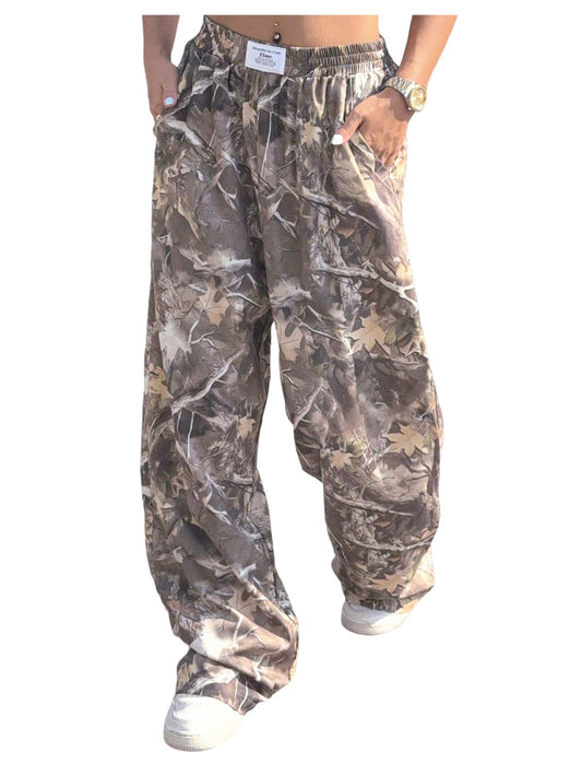 GORGLITTER Women's Camo Baggy Cargo Sweatpants Joggers Camouflage Straight Leg Sweat Pants Street Wear