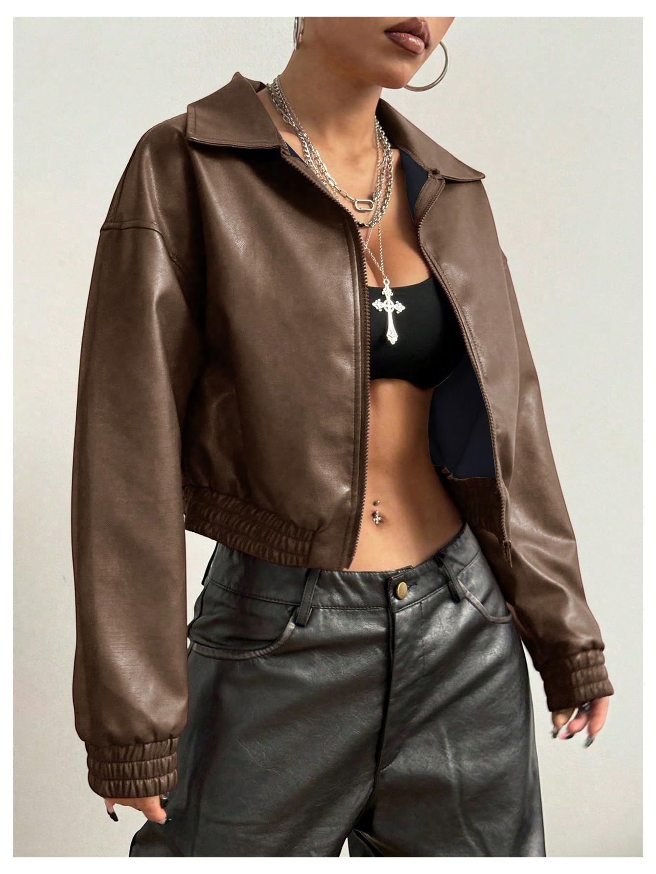 Women's Zip Up Motorcycle leather jacket