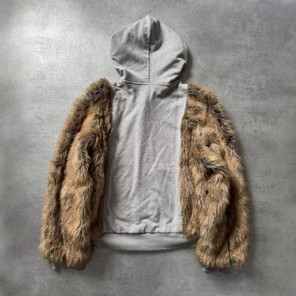 CUTEGAL Zip Up Hoodie Oversized Leopard Print Jacket Reversible Streetwear Fall Grunge Hoodies Streetwear