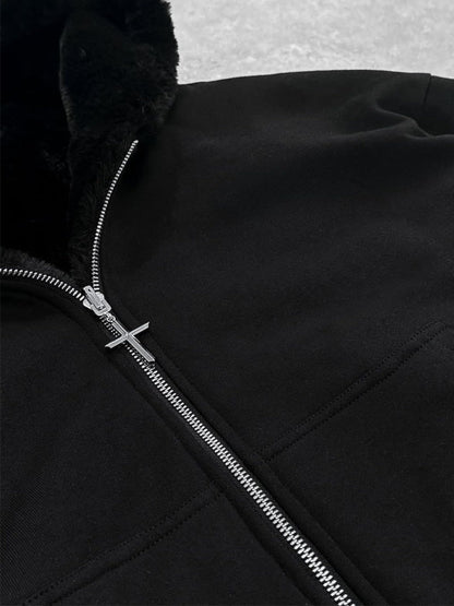 CUTEGAL Zip Up Hoodie Oversized Leopard Print Jacket Reversible Streetwear Fall Grunge Hoodies Streetwear