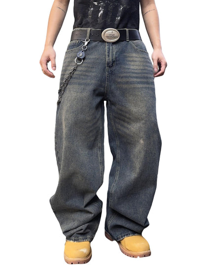 Mens Streetwear Hip Hop Baggy Wide Leg jeans