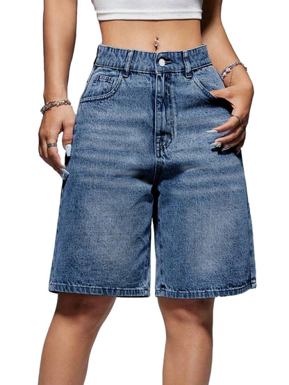 Women Baggy Jeans Jorts Outfits Mid-Low Waisted Denim