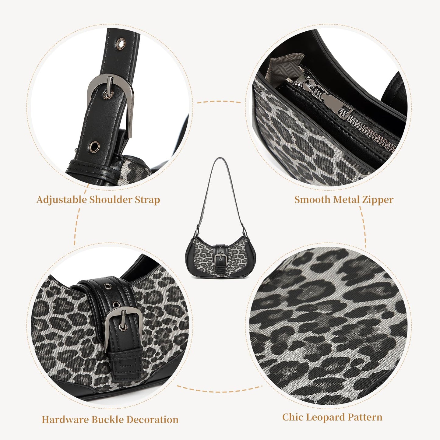 Y2k purse Shoulder Bag for Women Small Crescent Purses and Handbags