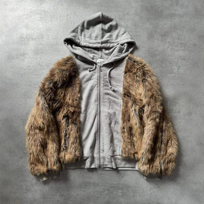 CUTEGAL Zip Up Hoodie Oversized Leopard Print Jacket Reversible Streetwear Fall Grunge Hoodies Streetwear