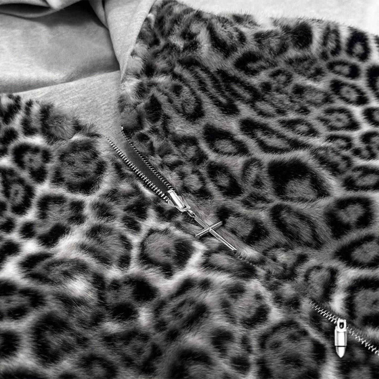 CUTEGAL Zip Up Hoodie Oversized Leopard Print Jacket Reversible Streetwear Fall Grunge Hoodies Streetwear