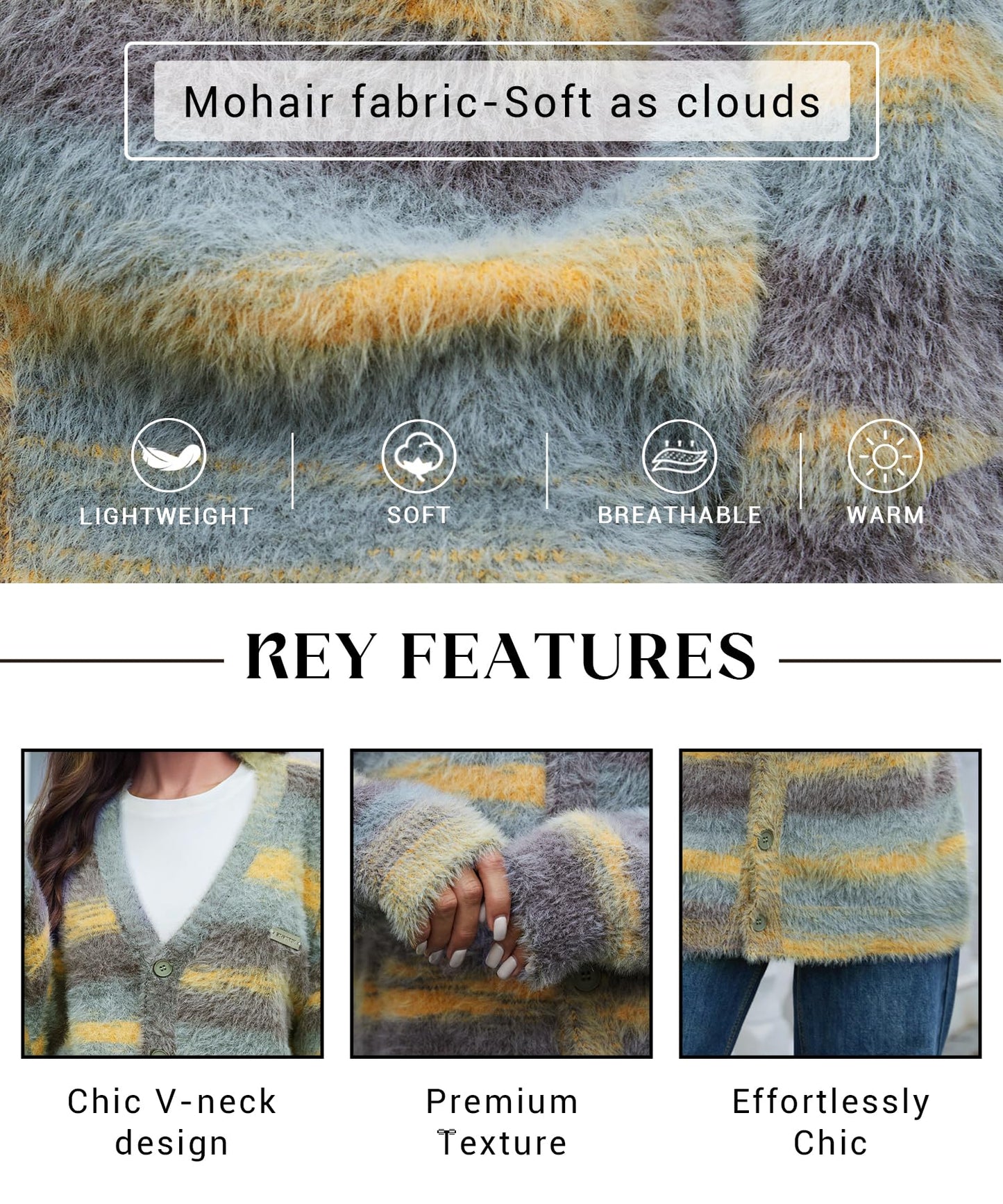 Women's Y2K V Neck Button Down Cardigan Sweater