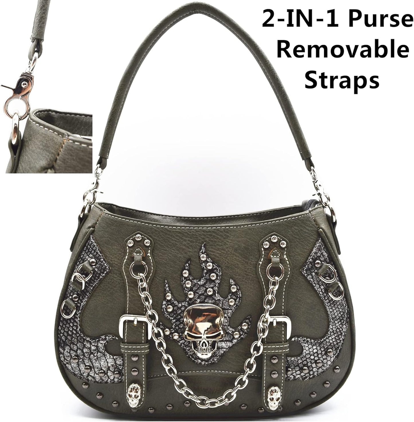 Punk Gothic Rock Metallic Skull Chain Purse