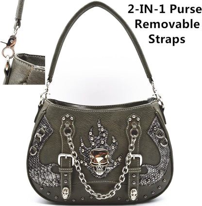 Punk Gothic Rock Metallic Skull Chain Purse