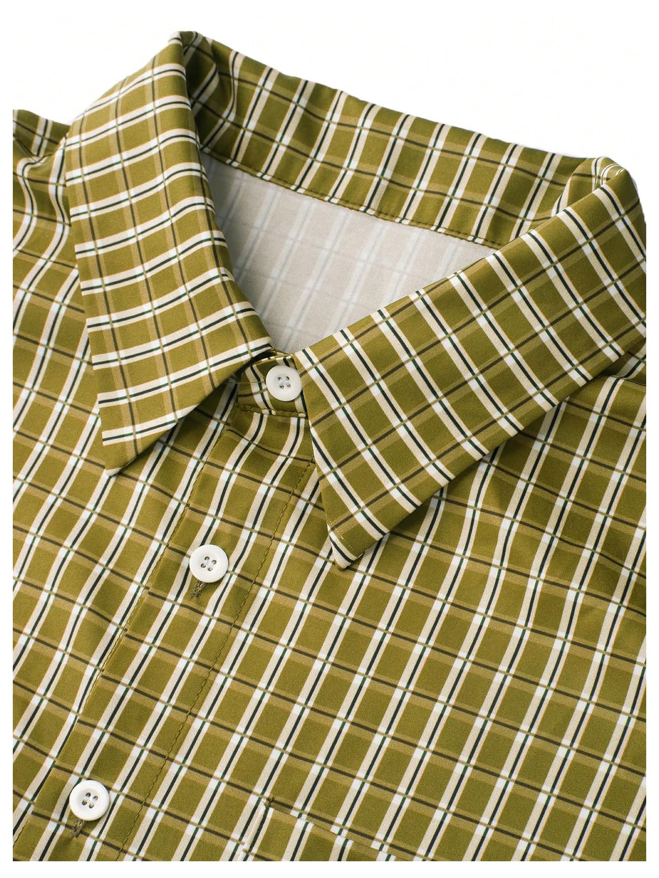 Men's Gingham Cropped Button Down Shirts