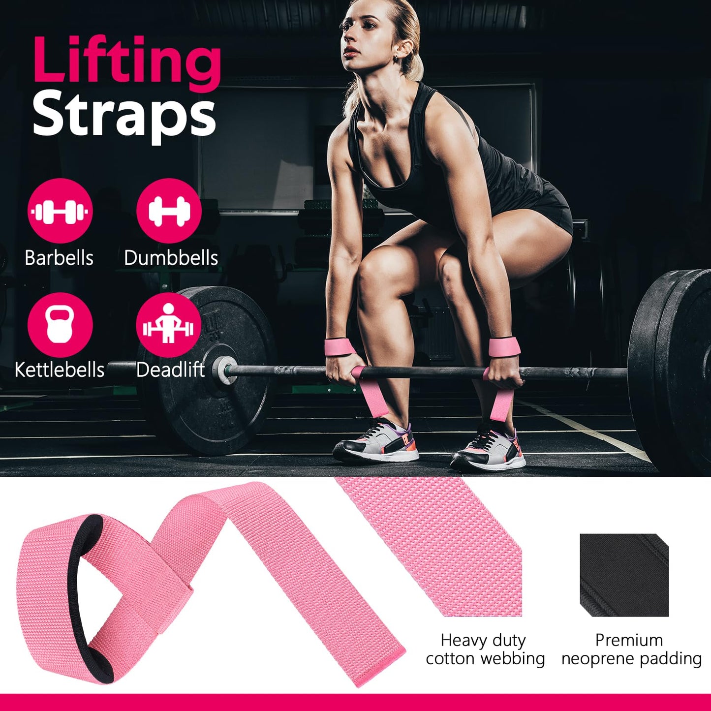 WALITO 7Pcs Barbell Pad Set for Hip Thrust - Squat Pad,Gym Accessories for Women with Bar Bad,Bench Press, with Gym Ankle Straps,Resistance Bands for Working Out,Lifting Strap,Carry Bag