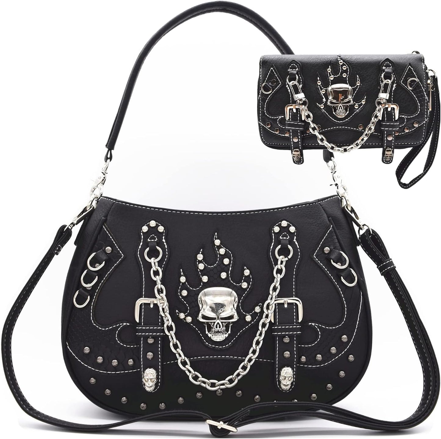Punk Gothic Rock Metallic Skull Chain Purse