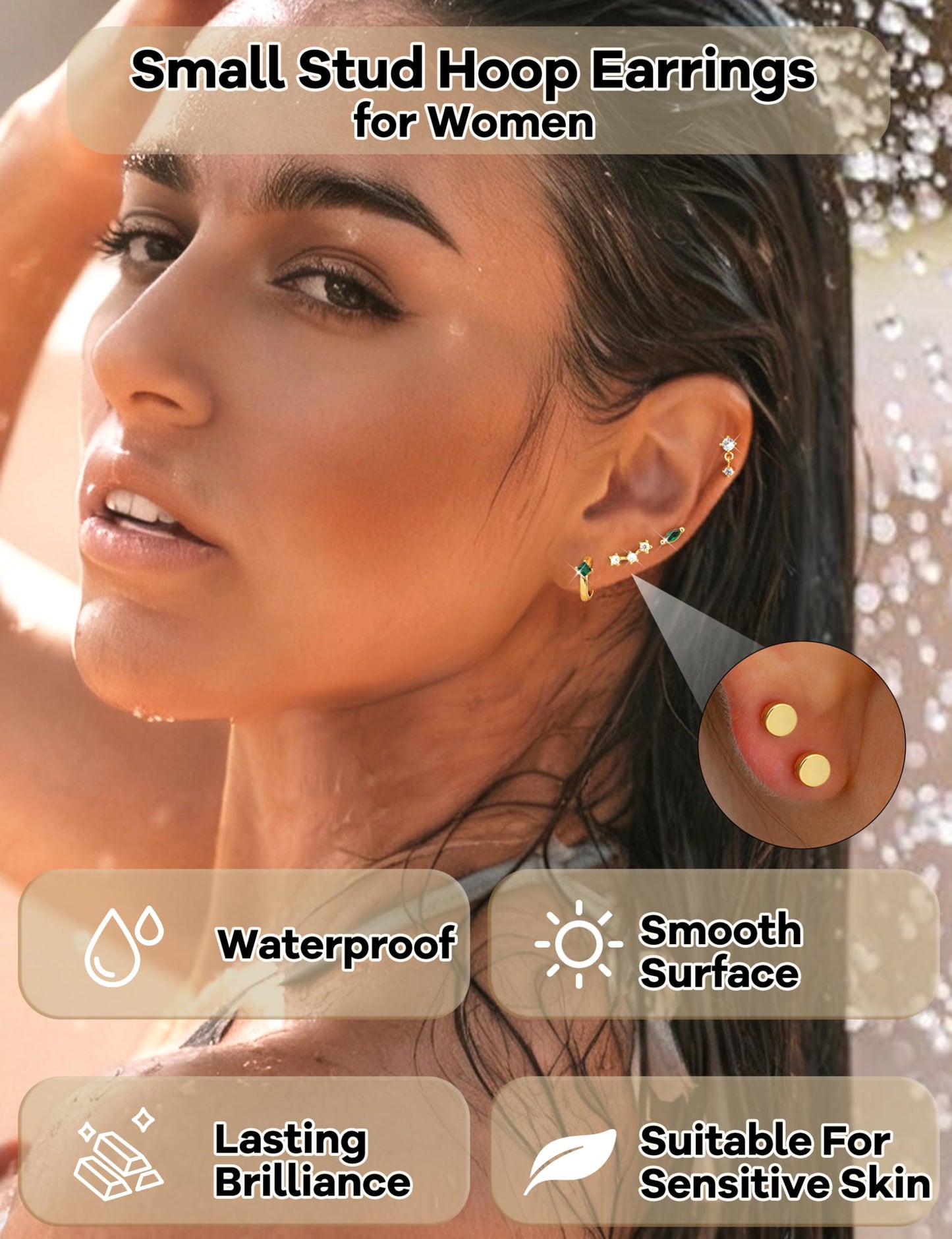 6 Pairs Silver Earrings Stacks for Women