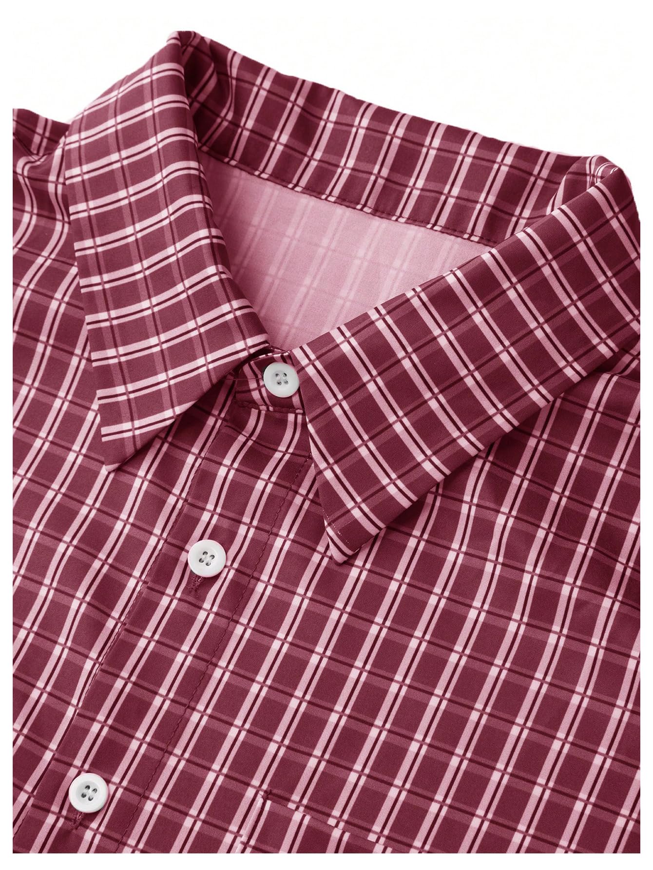 Men's Gingham Cropped Button Down Shirts