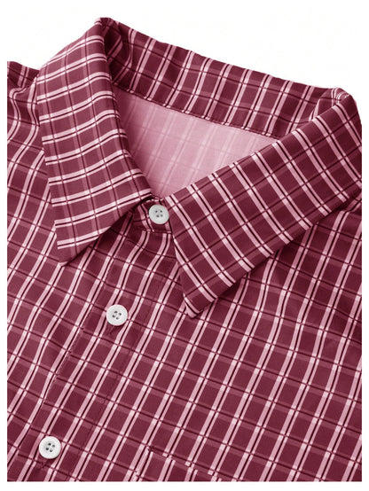 Men's Gingham Cropped Button Down Shirts