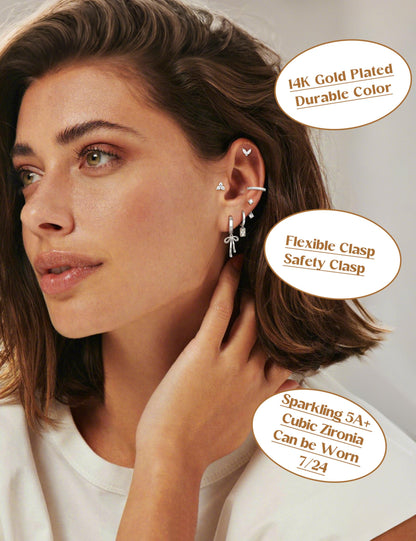 Small Hoop Stud Earrings Stacks for Women