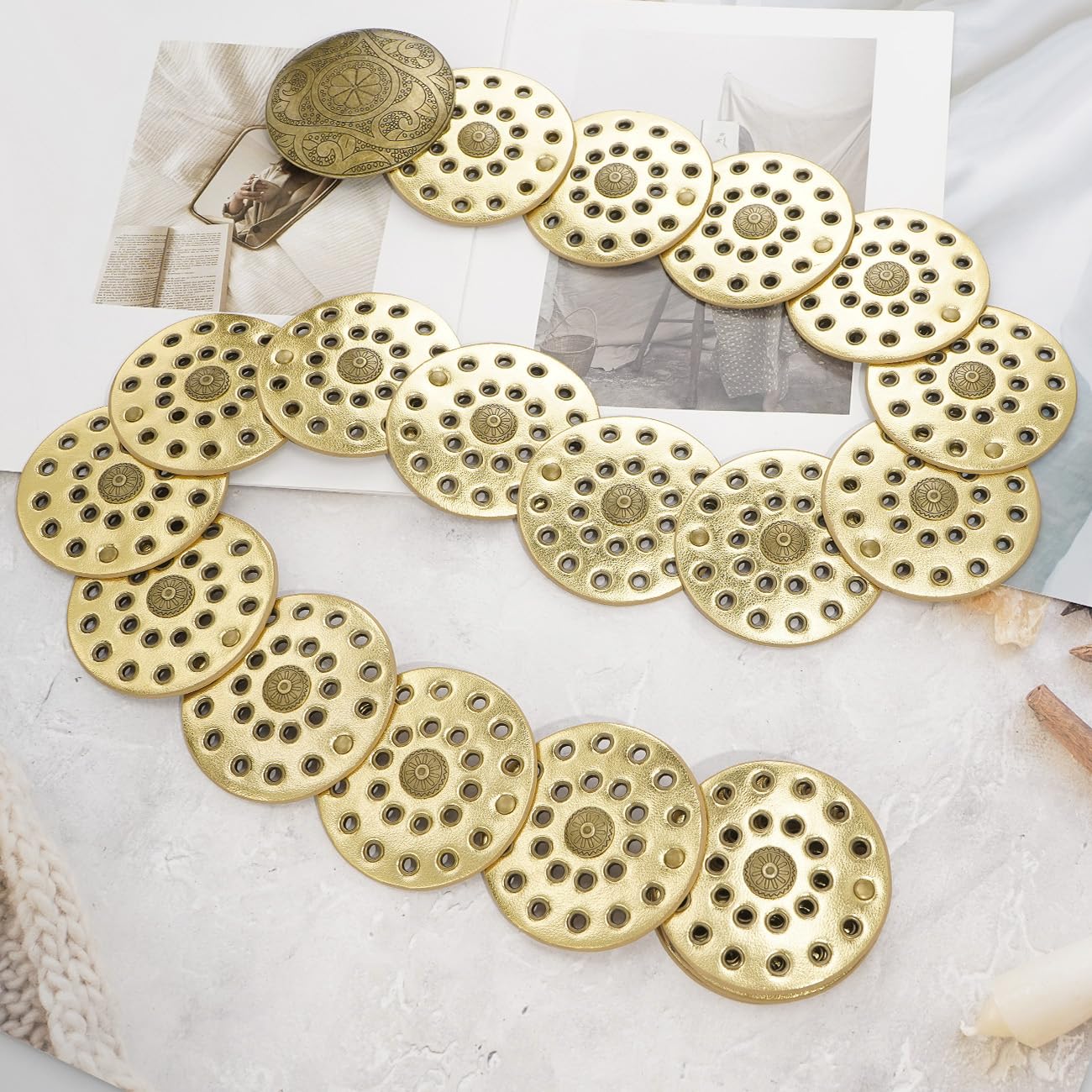 Wide Disc Vintage Chunky Waist Belt