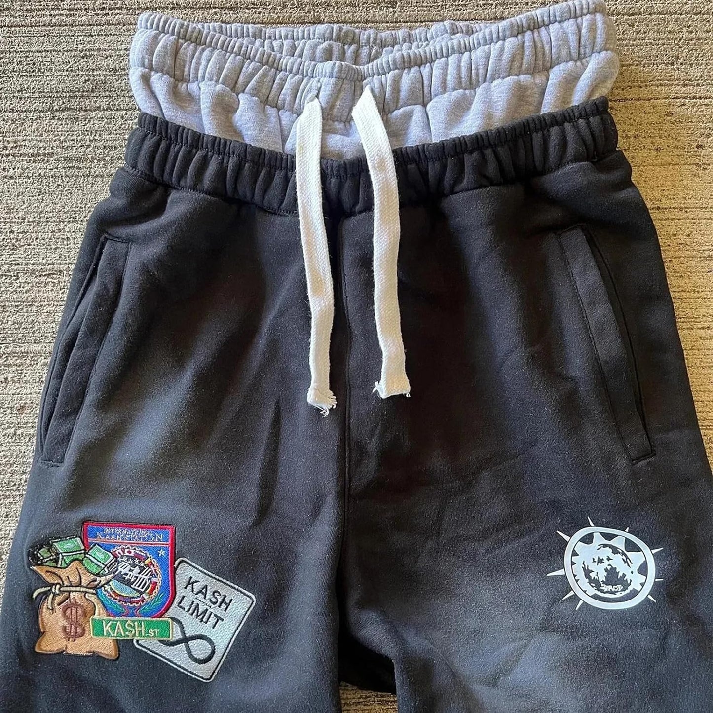 Double Waisted Sweatpants Men Graphic Embroider Y2k Sweatpants
