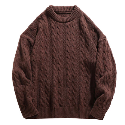 Mens Oversized Sweater Unisex Long Sleeve Cable Knit Sweaters