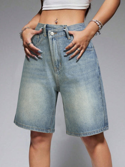 Women Baggy Jeans Jorts Outfits Mid-Low Waisted Denim