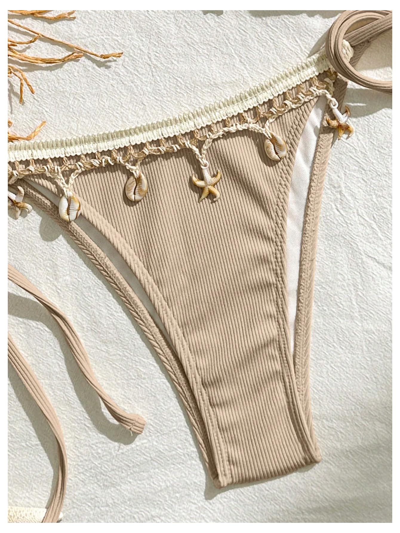 Women's 2 Piece Sexy Halter Triangle Bikinis Seashell Tie