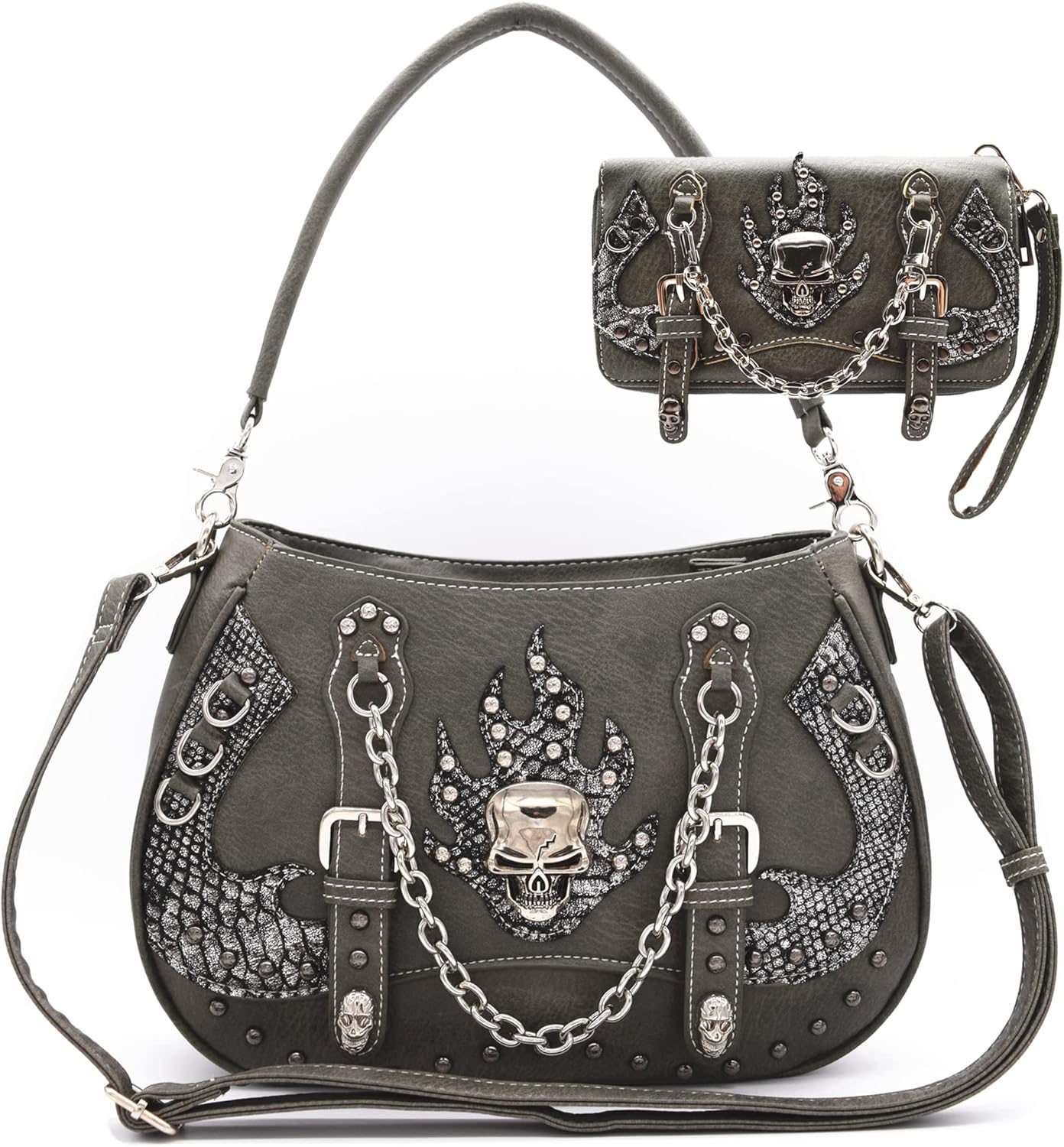 Punk Gothic Rock Metallic Skull Chain Purse