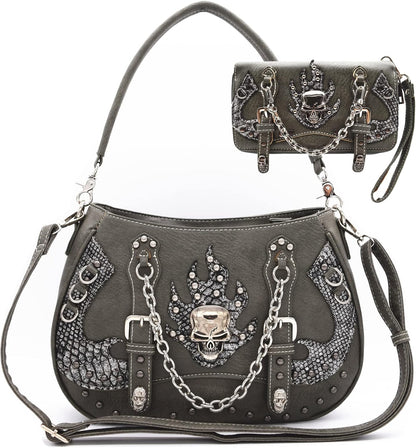 Punk Gothic Rock Metallic Skull Chain Purse