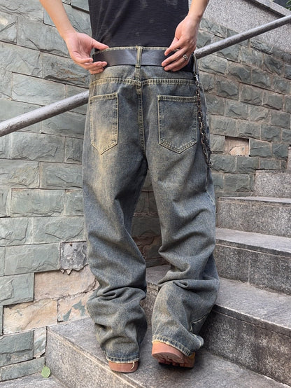 Mens Streetwear Hip Hop Baggy Wide Leg jeans