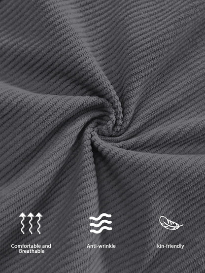 Mens Corduroy Casual Pants Fashion Loose Fit Wide Leg Pants Straight Sweatpants Elastic Waist Drawstring