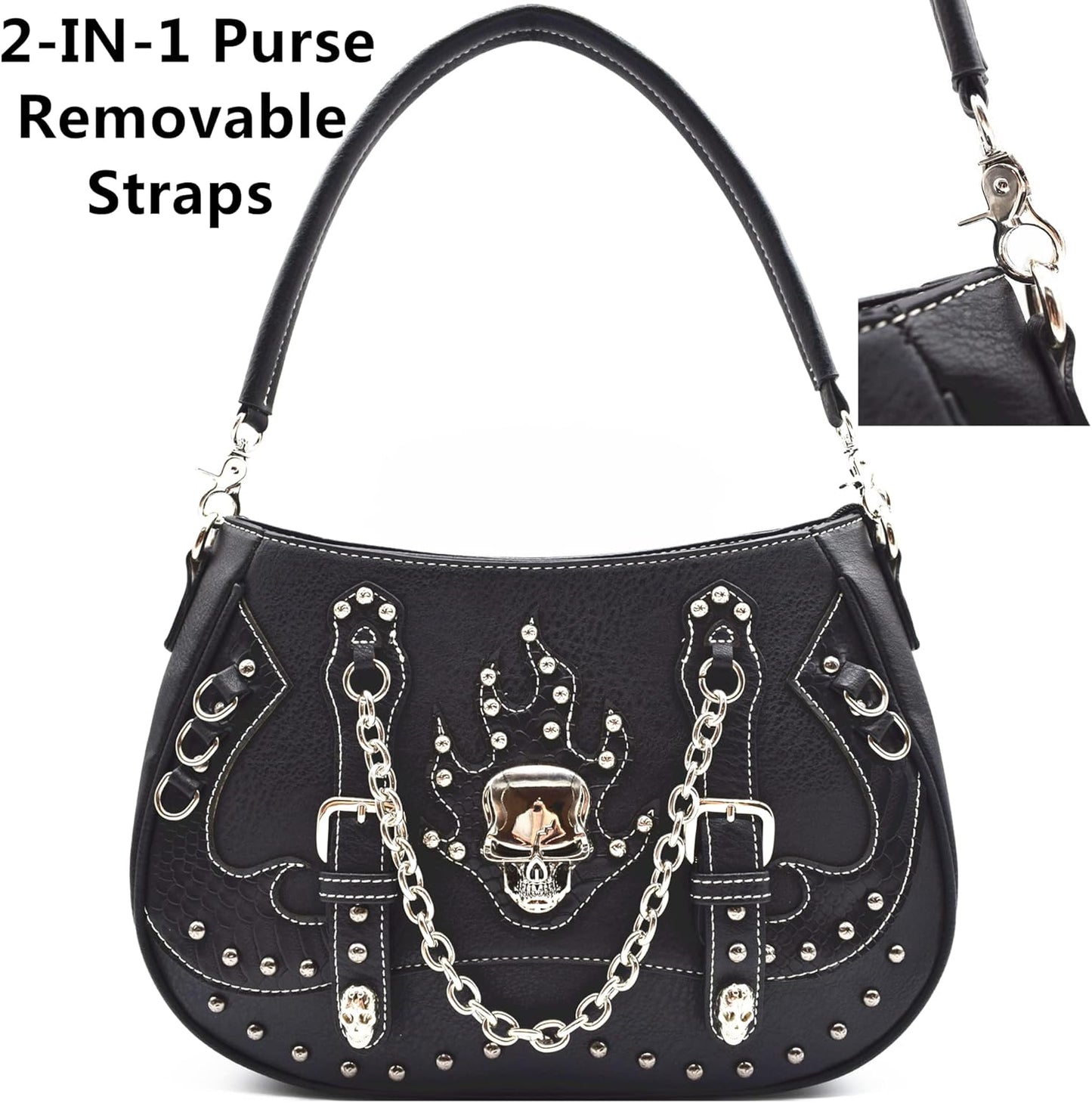 Punk Gothic Rock Metallic Skull Chain Purse