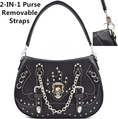 Punk Gothic Rock Metallic Skull Chain Purse