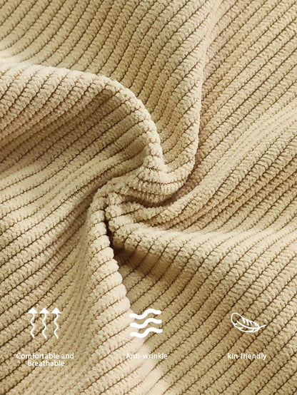 Mens Corduroy Casual Pants Fashion Loose Fit Wide Leg Pants Straight Sweatpants Elastic Waist Drawstring