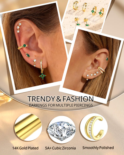 6 Pairs Silver Earrings Stacks for Women