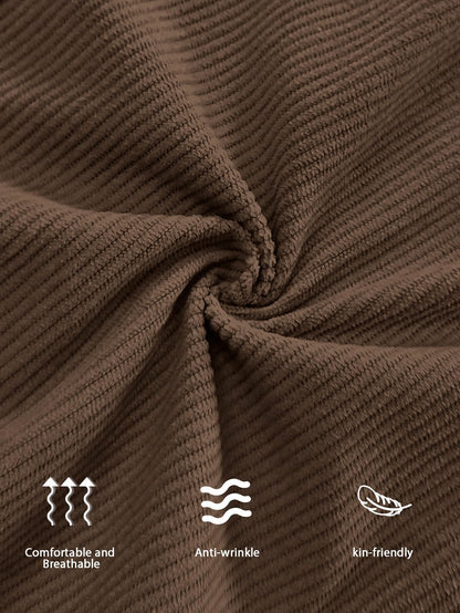 Mens Corduroy Casual Pants Fashion Loose Fit Wide Leg Pants Straight Sweatpants Elastic Waist Drawstring