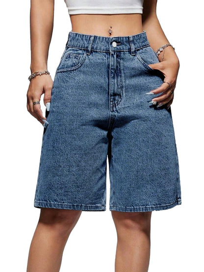 Women Baggy Jeans Jorts Outfits Mid-Low Waisted Denim