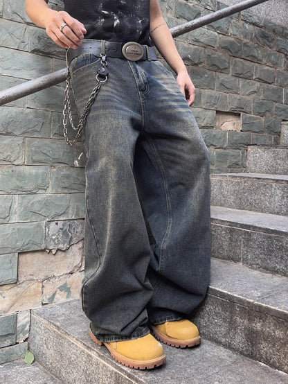 Mens Streetwear Hip Hop Baggy Wide Leg jeans