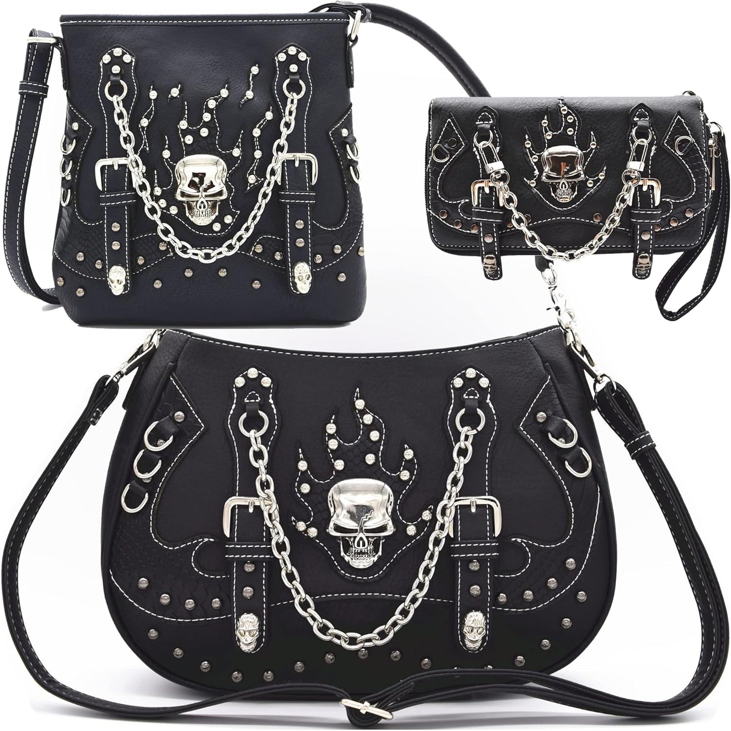 Punk Gothic Rock Metallic Skull Chain Purse