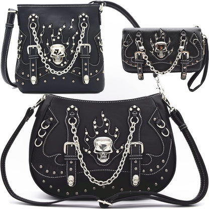 Punk Gothic Rock Metallic Skull Chain Purse