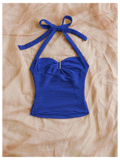 Women's V Neck Halter Tops Open Back