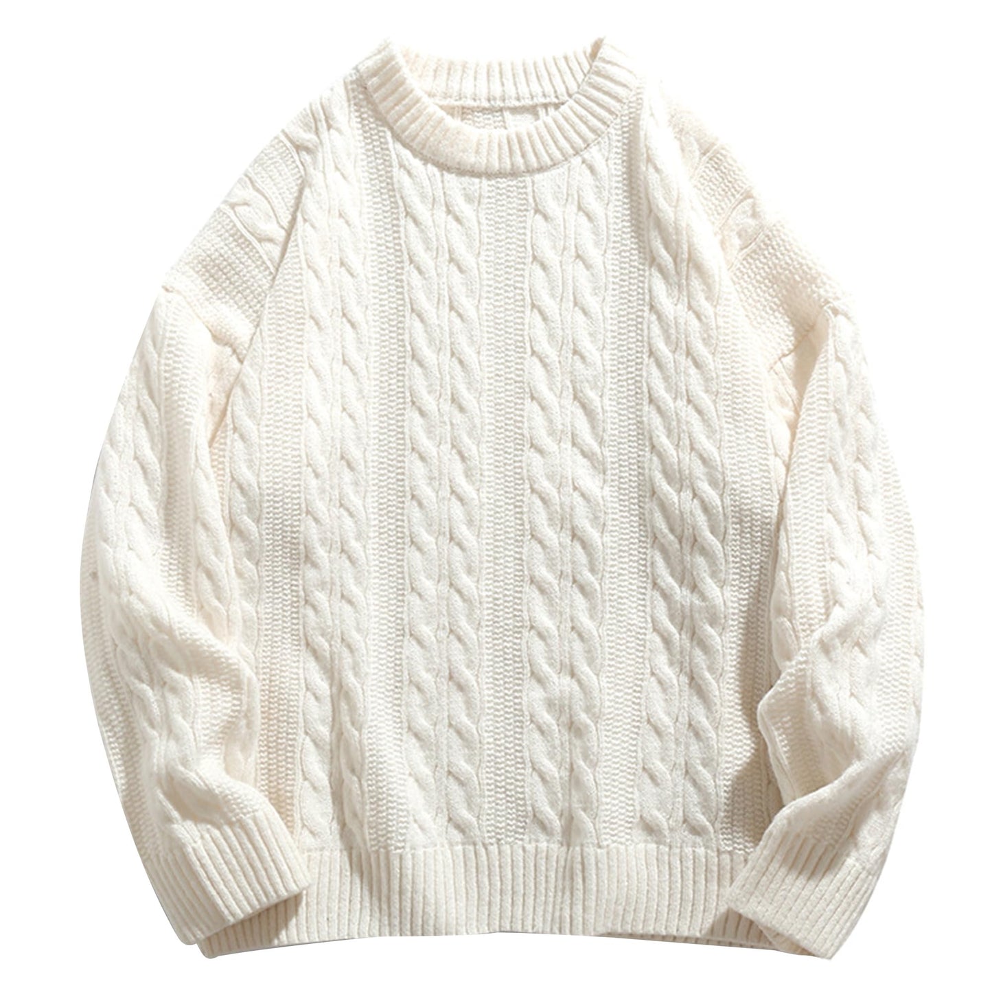 Mens Oversized Sweater Unisex Long Sleeve Cable Knit Sweaters