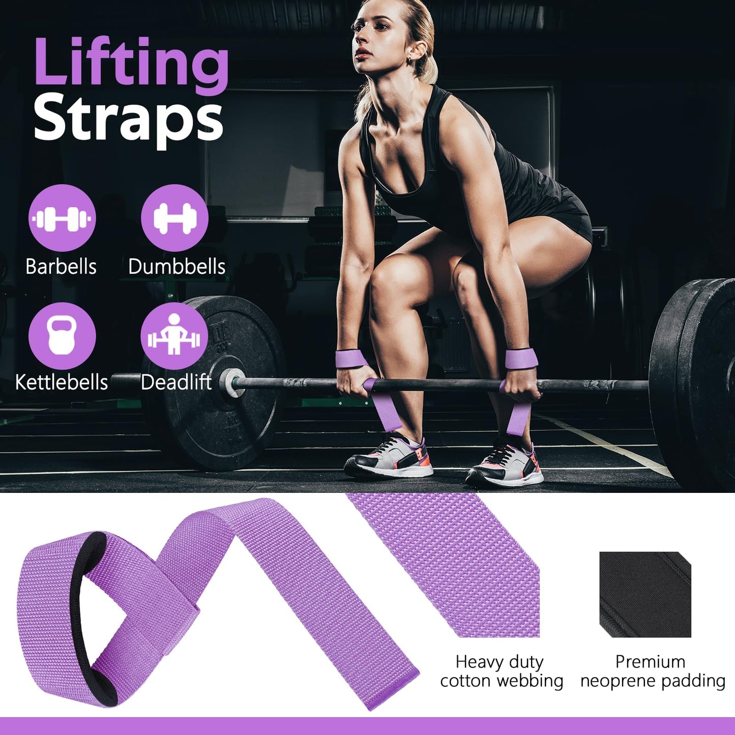WALITO 7Pcs Barbell Pad Set for Hip Thrust - Squat Pad,Gym Accessories for Women with Bar Bad,Bench Press, with Gym Ankle Straps,Resistance Bands for Working Out,Lifting Strap,Carry Bag