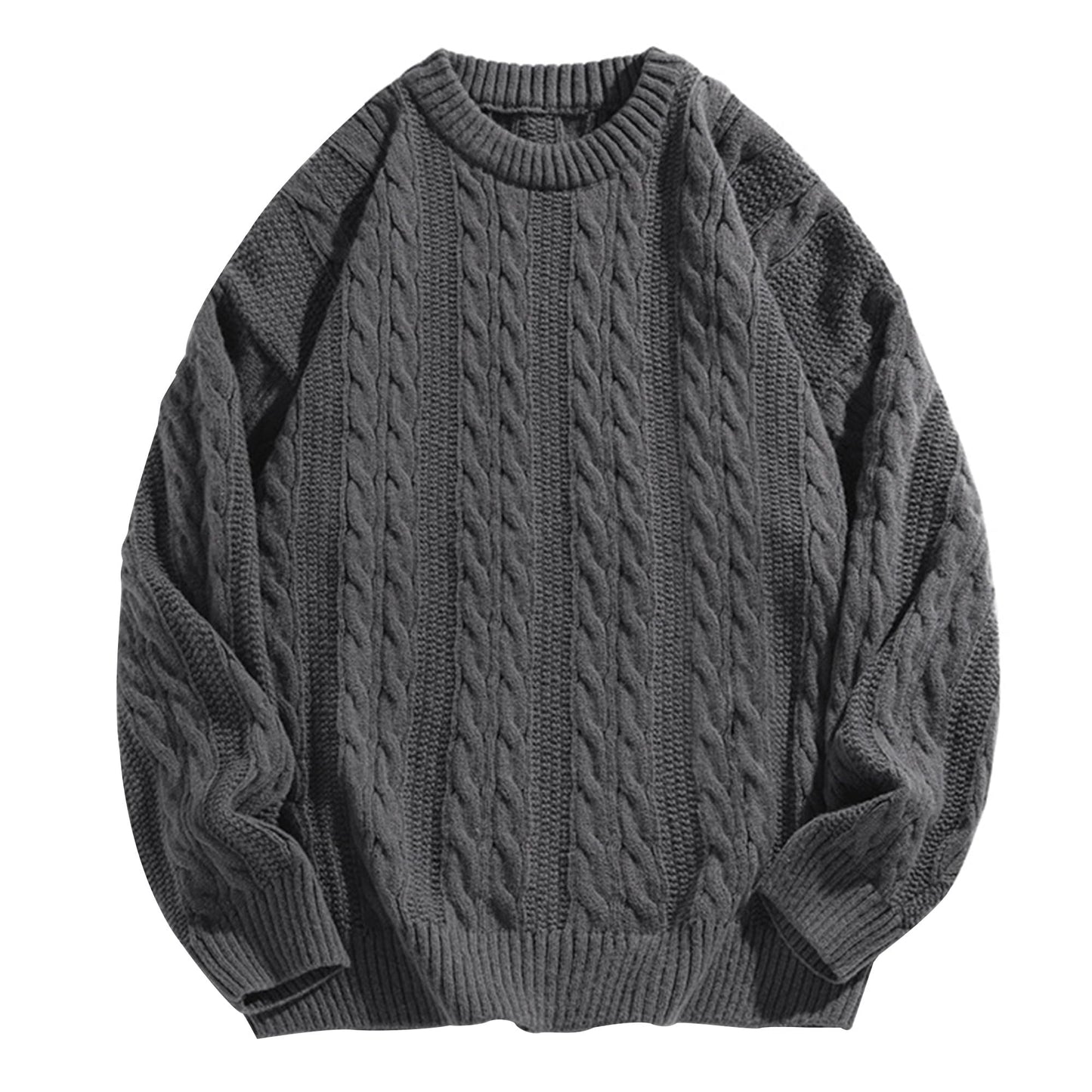 Mens Oversized Sweater Unisex Long Sleeve Cable Knit Sweaters