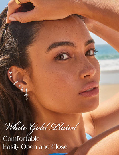 Small Hoop Stud Earrings Stacks for Women