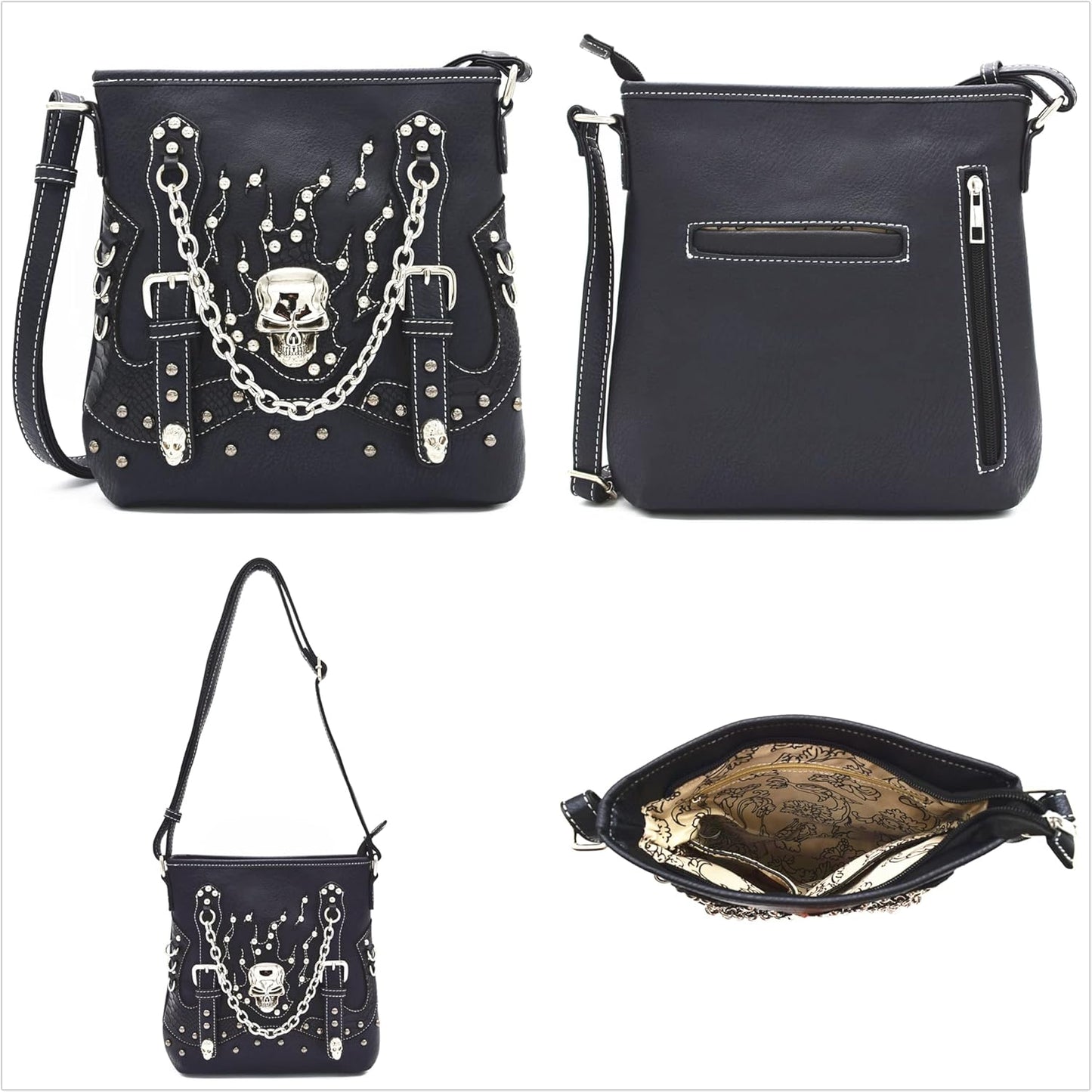 Punk Gothic Rock Metallic Skull Chain Purse