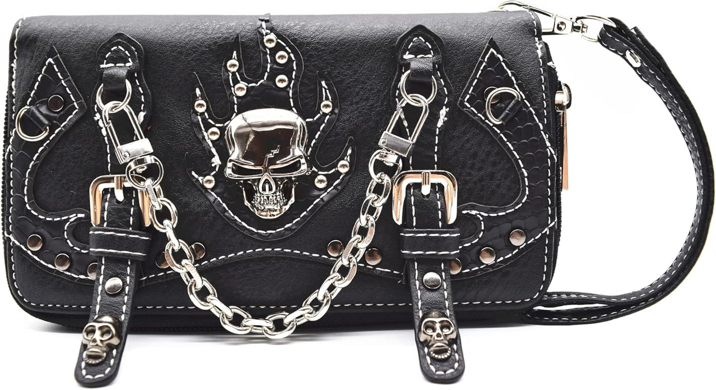 Punk Gothic Rock Metallic Skull Chain Purse